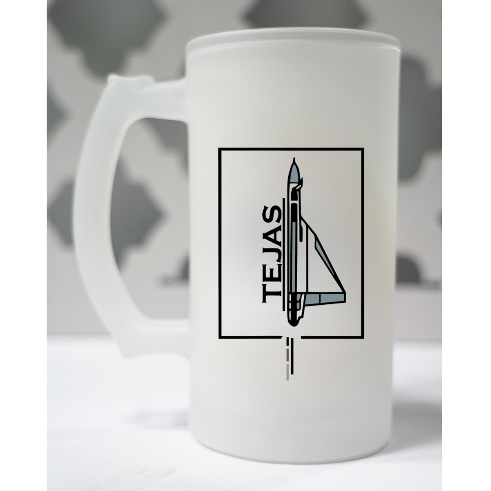 TEJAS Fighter Jet  Frosted Beer Mug